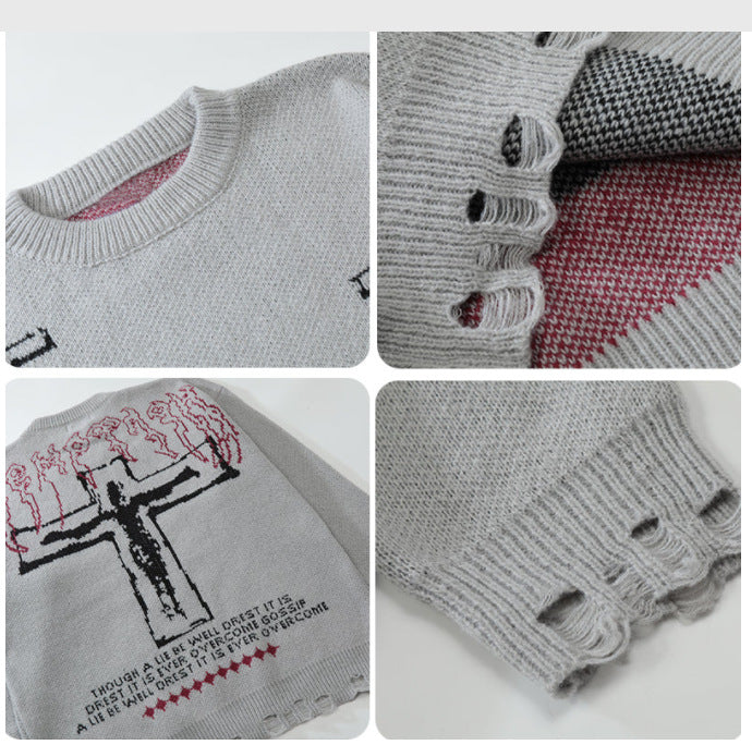 AeroDr0p Y2K Ripped Knit Sweater